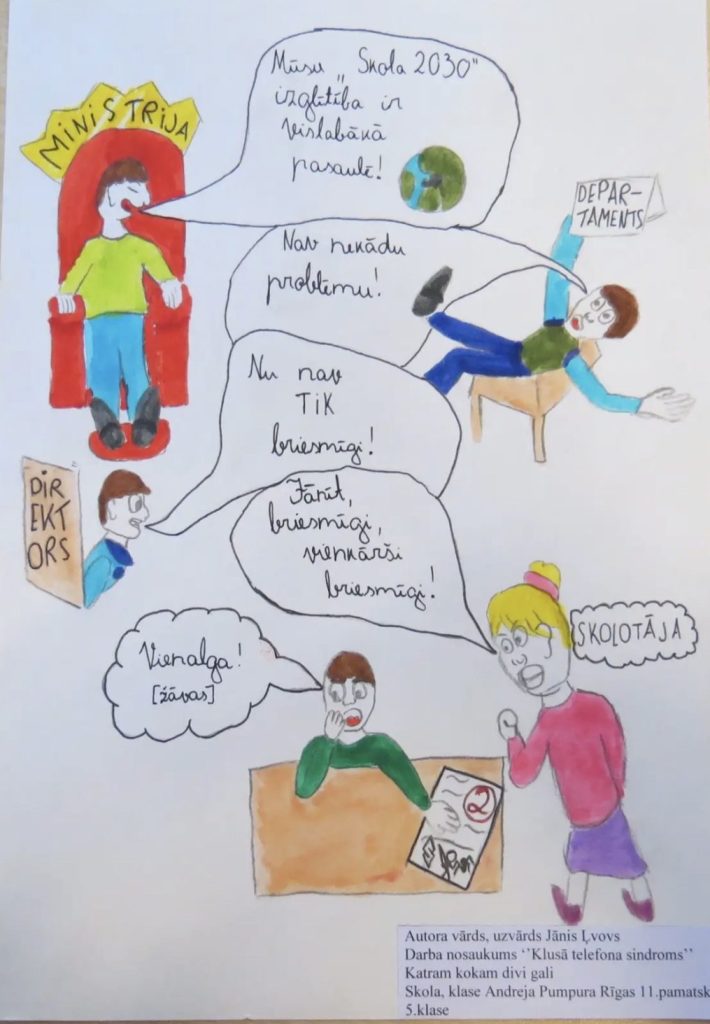 Skolēna karikatūra "Klusā telefona sindroms"